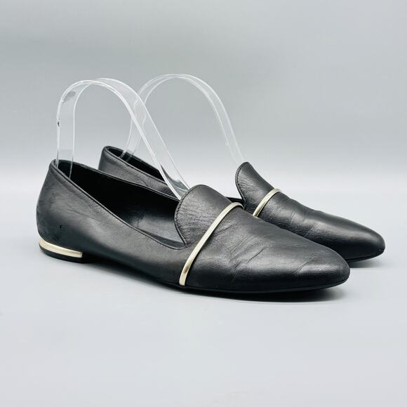 AGL Shoes Womens 7 Black Leather Attilio Giusti Leombruni Loafers Flats Italy - Picture 1 of 11